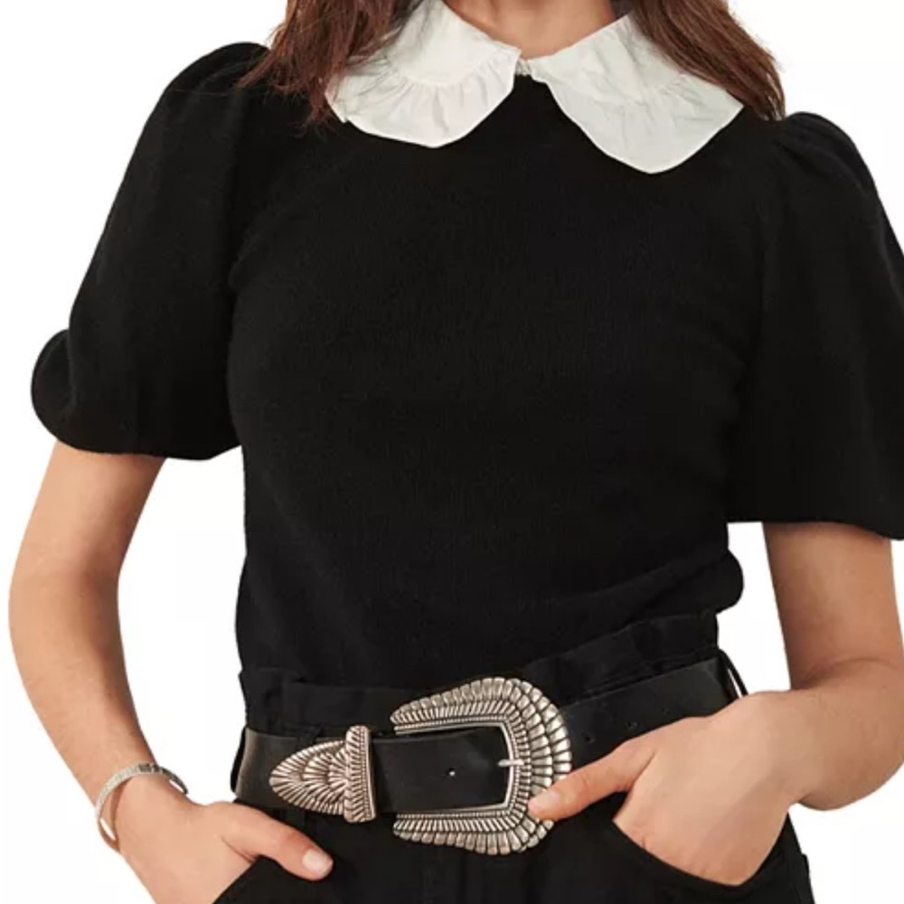 Ba&sh Black Sweater with White Collar